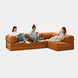 MONAMI Dechome 300X200 Teddy Serisi Köşe Açık Uzanma Modüler Koltuk | Yıkanabilir Corduroy Kumaş | Çok Fonksiyonlu Yer Yatağıyeny Fitilli Kadife | Köşe Koltuk | Köşe Takımı | Modüler Köşe Takımı - Turuncu