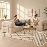MONAMI Dechome 300X200 Teddy Serisi Köşe Kapali| Uzanma Modüler Koltuk | Yıkanabilir Corduroy Kumaş | Çok Fonksiyonlu Yer Yatağıyeny Fitilli - Krem