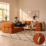 MONAMI Dechome 300X200 Teddy Serisi Köşe Kapali| Uzanma Modüler Koltuk | Yıkanabilir Corduroy Kumaş | Çok Fonksiyonlu Yer Yatağıyeny Fitilli - Turuncu