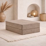 MONAMI Dechome 80X80 Modüler Puf | Fitilli Kadife | 36 cm Yükseklik | Orta Sert Sünger | Yıkanabilir & Silinebilir Kılıf | Çökme Yapmaz - Bej