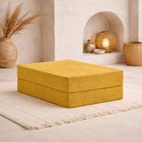 MONAMI Dechome 80X80 Modüler Puf | Fitilli Kadife | 36 cm Yükseklik | Orta Sert Sünger | Yıkanabilir & Silinebilir Kılıf | Çökme Yapmaz - Hardal