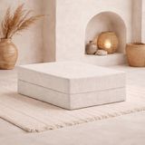 MONAMI Dechome 80X80 Modüler Puf | Fitilli Kadife | 36 cm Yükseklik | Orta Sert Sünger | Yıkanabilir & Silinebilir Kılıf | Çökme Yapmaz - Krem