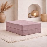 MONAMI Dechome 80X80 Modüler Puf | Fitilli Kadife | 36 cm Yükseklik | Orta Sert Sünger | Yıkanabilir & Silinebilir Kılıf | Çökme Yapmaz - Pembe