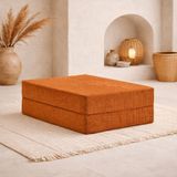 MONAMI Dechome 80X80 Modüler Puf | Fitilli Kadife | 36 cm Yükseklik | Orta Sert Sünger | Yıkanabilir & Silinebilir Kılıf | Çökme Yapmaz - Turuncu