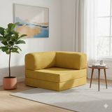 MONAMI Dechome Çok Amaçlı Yer Yatağı ve Köşe Koltuk Seti | 100X100 cm | Puf Koltuk - Yatak | Kadife Kumaş |demirli - Hardal