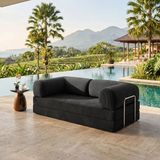 MONAMI Dechome Meganest 200x100 Modern Fitilli Kadife Kanepe| Yatak Olabilen, Dayanıklı Orta Sert Sünger, Yıkanabilir Kılıf - Gri - 200x100 MegaNest