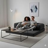 MONAMI Dechome Mininest 160×80 Modüler 2 Kişilik Koltuk | Yatak Olabilen Tasarım | Çıkarılabilir ve Yıkanabilir Kılıf | Küçük Alanlar Için - Antrasit