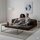 MONAMI Dechome Mininest 160×80 Modüler 2 Kişilik Koltuk | Yatak Olabilen Tasarım | Çıkarılabilir ve Yıkanabilir Kılıf | Küçük Alanlar Için - Kahverengi