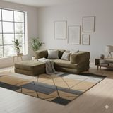 MONAMI Dechome Modern Fitilli Kadife | Köşe Koltuk | 180X180 Köşe Takımı | Modüler Köşe Takımı | Yataklı L Koltuk | Fitilli Kadife - Bej