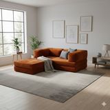 MONAMI Dechome Modern Fitilli Kadife | Köşe Koltuk | 180X180 Köşe Takımı | Modüler Köşe Takımı | Yataklı L Koltuk | Fitilli Kadife - Turuncu