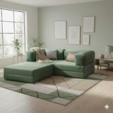 MONAMI Dechome Modern Fitilli Kadife | Köşe Koltuk | 180X180 Köşe Takımı | Modüler Köşe Takımı | Yataklı L Koltuk | Fitilli Kadife - Yeşil