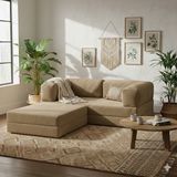 MONAMI Dechome Yeny Fitilli Kadife | Köşe Koltuk | 160X160 Köşe Takımı | Modüler Köşe Takımı | Yataklı L Koltuk | Fitilli Kadife - Bej