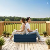 MONAMI Dechome Yeny Modüler Puf 100X100 | Fitilli Kadife | 36 cm Yükseklik | Orta Sert Sünger | Yıkanabilir & Silinebilir Kılıf | Çökme Yapmaz | Roll Pack - Lacivert