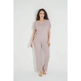 Monamise 18486 Vizon Dantelli Kısa Kollu V Yakalı Kadın Pijama Takımı