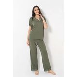 Monamise 18488 Haki Kadın Pijama Takımı