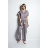 Monamise 19187 Gri Dantelli Kadın Pijama Takımı