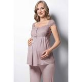 MONAMİSE Hamile Lohusa Pijama Takımı Vizon, l, MO18440, VİZON, kadın
