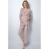MONAMİSE Hamile Lohusa Sabahlıklı Pijama Takım Vizon, xl, MO18441, VİZON, Kadın