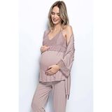 Monamise Hamile Lohusa Sabahlıklı Pijama Takımı, 3'lü Set, Mor, M Beden