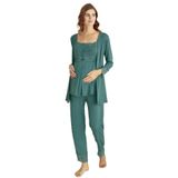 MONAMİSE Hamile Lohusa Sabahlıklı Pijama Takımı, Yeşil, XL Beden