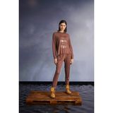 Monamise Kadın Çiçek Baskılı "dream It Wish It!" Pijama Takımı - XL - Tarçın