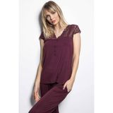 Monamise Kadın Kısa Kollu Pijama Takımı, Bordo, L Beden