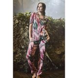 Monamise Kadın Pijama Takımı, Vişne Rengi, Kısa Kollu, Çiçekli Desen, S Beden