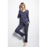 Monamise Kadın Uzun Kollu Pijama Takımı, Lacivert, L Beden 8757575310047