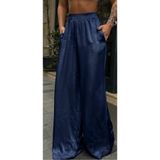 MONAMORE Kadın Beli Lastikli Salaş Geniş Paça Saten Pantolon