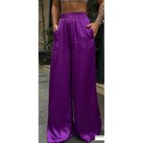 MONAMORE Kadın Mor Beli Lastikli Saten Pantolon