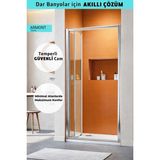 Monaqua Armont Duşakabin Ön Cephe,katlanır, Parlak Eloksal Alüminyum Profil - Şeffaf 4mm Cam - 93 cm