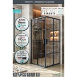 Monaqua Arteko Duşakabin Kare - Antrasit Profil - Karolaj Antrasit Çizgili 5mm Cam - 90x115