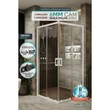 MONAQUA Arteko Duşakabin Kare - Beyaz Profil - Şeffaf 6 mm Temperli Cam - 90 x 120