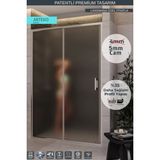 Monaqua Arteko Duşakabin Ön Cephe, 1 Sabit 1 Kayar - Parlak Eloksal Alüminyum Profil - Satine Buzlu 5mm Cam - 159 cm