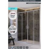 Monaqua Arteko Duşakabin Ön Cephe, 2 Sabit 2 Kayar - Parlak Eloksal Alüminyum Profil - Şeffaf 5mm Cam - 186 cm
