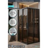 MONAQUA Arteko Metaline Duşakabin Kare Antrasit Profil – 6 mm Füme Temperli Cam - 90 x 120