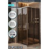 MONAQUA Arteko Metaline Duşakabin Kare Parlak Profil – 6 mm Füme Temperli Cam - 90 x 120