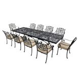 Monarch 10 Kişilik Alüminyum Döküm Bahçe Takımı | 300 cm x 100 cm masalı 10 Sandalyeli Bahçe Masa Yemek Takımı | Siyah | Aluminyum Masa Sandalye Takımı | Veranda Masa Takımı | Rehome