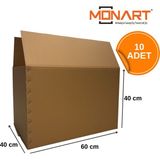 Monart Ambalaj 60 x 40 X40 Taşıma Kolisi Çift Oluklu Sağlam Taşınma Kolisi, Karton Koli, Boş Koli, Paketleme ve Kargo Kolisi - 10 Adet