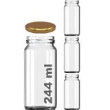 MONARTY 3 Adet 224 ml Cam Kavanoz, Gold Metal Kapaklı, Şeffaf Konserve Kavanozu (224 Mililitre)