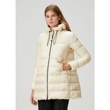 Moncler Suyenne Krem Kapüşonlu Puffer Mont - 0