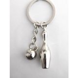 Moncuk design Gümüş Renkli Bowling Topu ve Labut Metal Anahtarlık