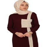 Moncy Butik Cepli Elbise 3001-1 Bordo - Krem - Standart
