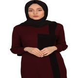 Moncy Butik Cepli Elbise 3001-3 Bordo - Siyah - Standart
