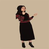 Moncy Butik Elbise Ekose Siyah 36