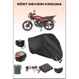 Mondial 125 Superboy I Için Arka Çanta Ve Kilit Uyumlu Siyah Motosiklet Branda, Güvenli