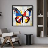 Mondrian Kelebek Soyut Traverten Dokulu Tablo
