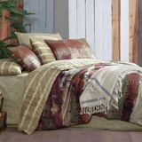 Mondrian King Size (Battal Boy) %100 Pamuk Flanel (Pazen) Nevresim Takımı Bej - 240 x 220 cm