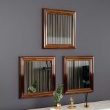 Mone Ayna Üçlü Dekoratif Duvar Aynası, Bronz