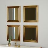 MONEayna 4'lü Gold Çerçeveli Ayna 40x40 Cm Pg003 Altın